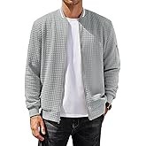COOFANDY Mens Zip Up Sweater Jacket Waffle Sweatshirt Knit Bomber Lightweight Casual Jackets