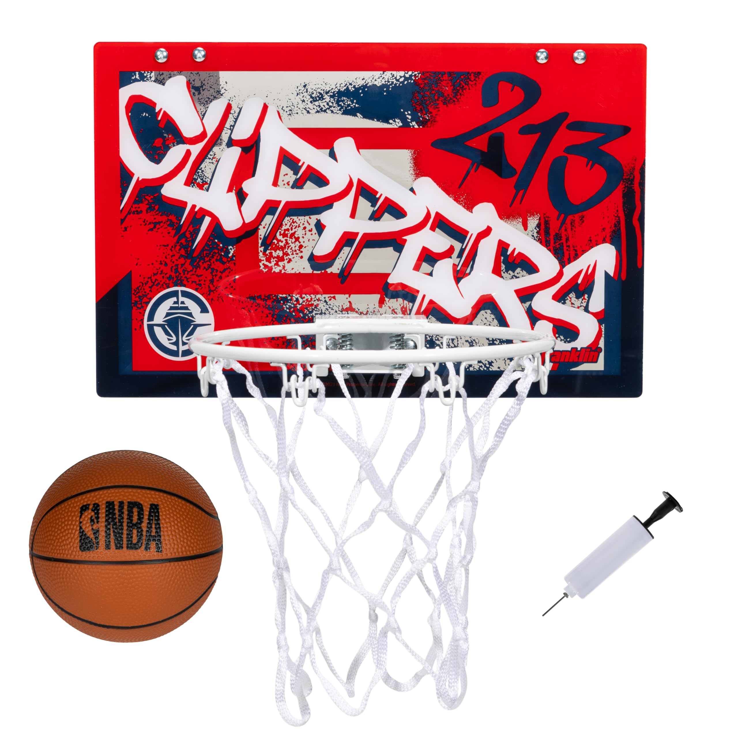 Photo 1 of Franklin Sports NBA LA Clippers Over The Door Basketball Hoop - Kids Indoor Hoop with Mini Basketball - NBA Fan Shop Toy for Bedroom + Office - Over The Door Set