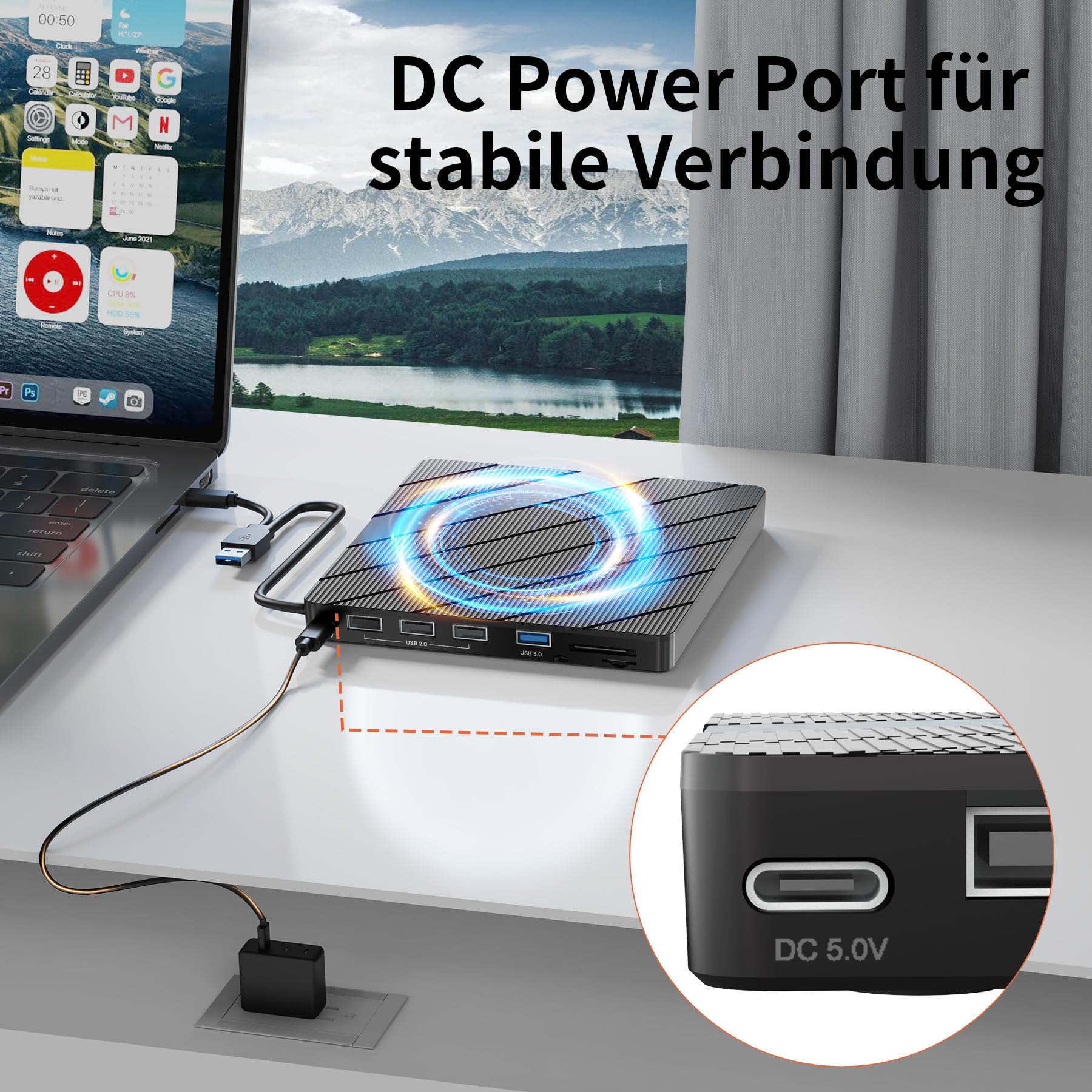 Alxum Externes DVD Laufwerk USB C 3.0 CD Laufwerk extern USB für Laptop 6
