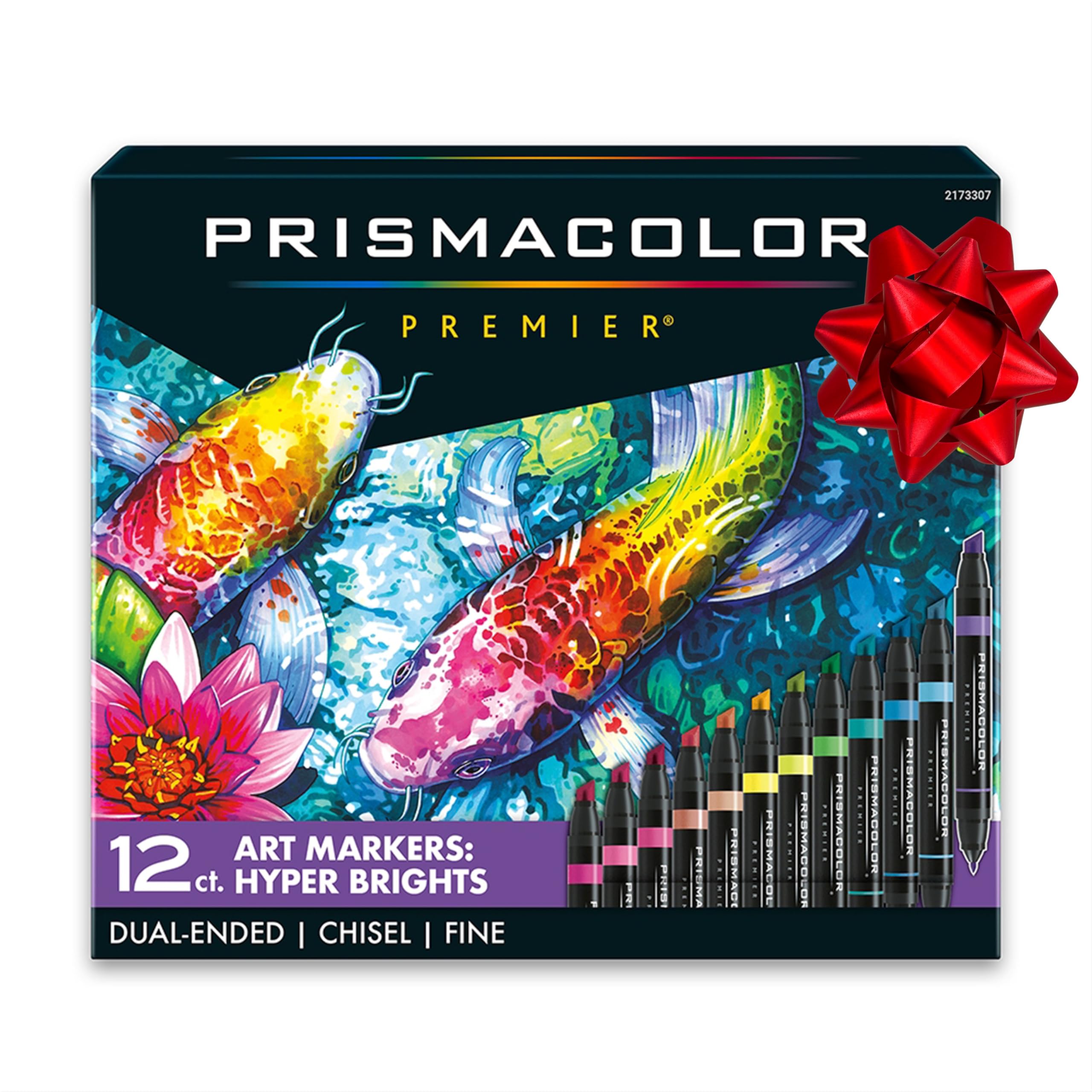Prismacolor Premier Dual-Ended Art Markers, Chisel and Fine Tips, Hyper Bright Colors, 12 Count - Art Supplies, Alcohol-Based Ink, Coloring, Creative, Artist, Holiday Gift, Adult Coloring Image