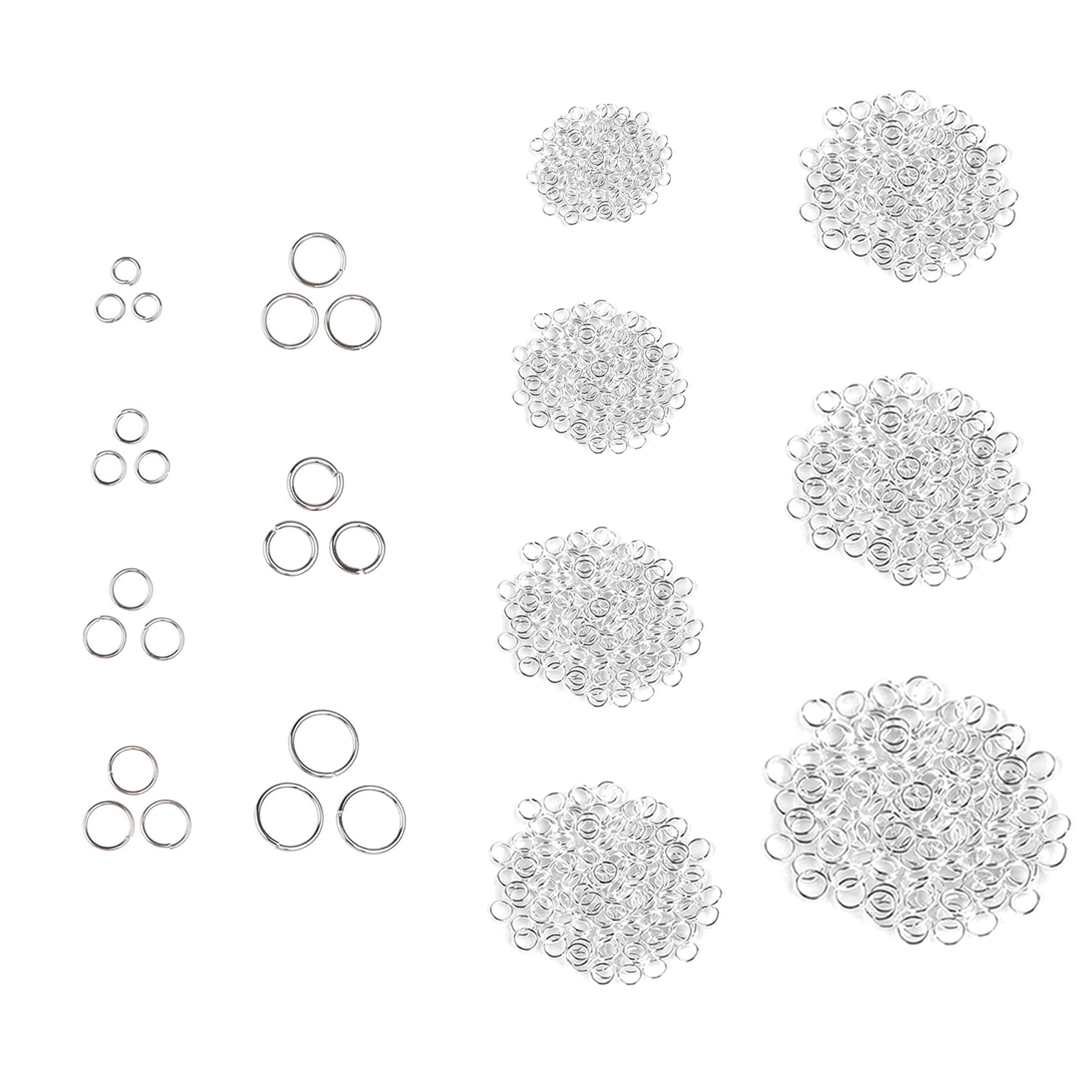 Jump Rings - Silver Color - 1280 Pieces, 6 Sizes - for DIY Jewelry Making/Repair - Create Your Own Home Made Bracelets, Necklaces, Pendants, etc. - Also Great for Beading - Durable - Easy to Install