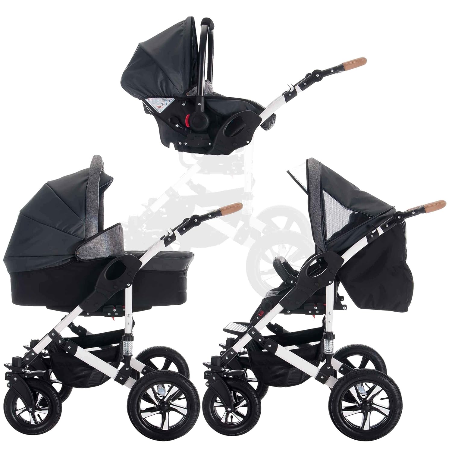 Bebebi myVARIO | 3 in 1 Kombi Kinderwagen Komplettset | Luftreifen | Farbe: myStar