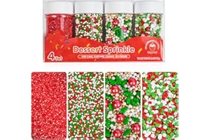 SUGARZY Edible Christmas Sprinkles for Cake Decorating,4 Pack 12 oz,Red White Green Gold Pearls and Christmas Confetti Trees Candy,Nonpareils Sprinkle,Red Sanding Sugar Holiday sprinkle for Cupcake Toppers, Cookie, Ice Cream Decorations Christmas Party