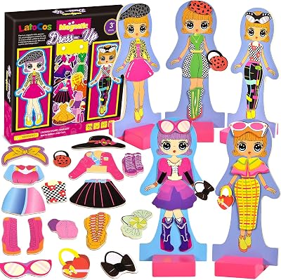 Toyssa Magnetic Dress Up Dolls Wooden Fashion Design Pretend Play Educational