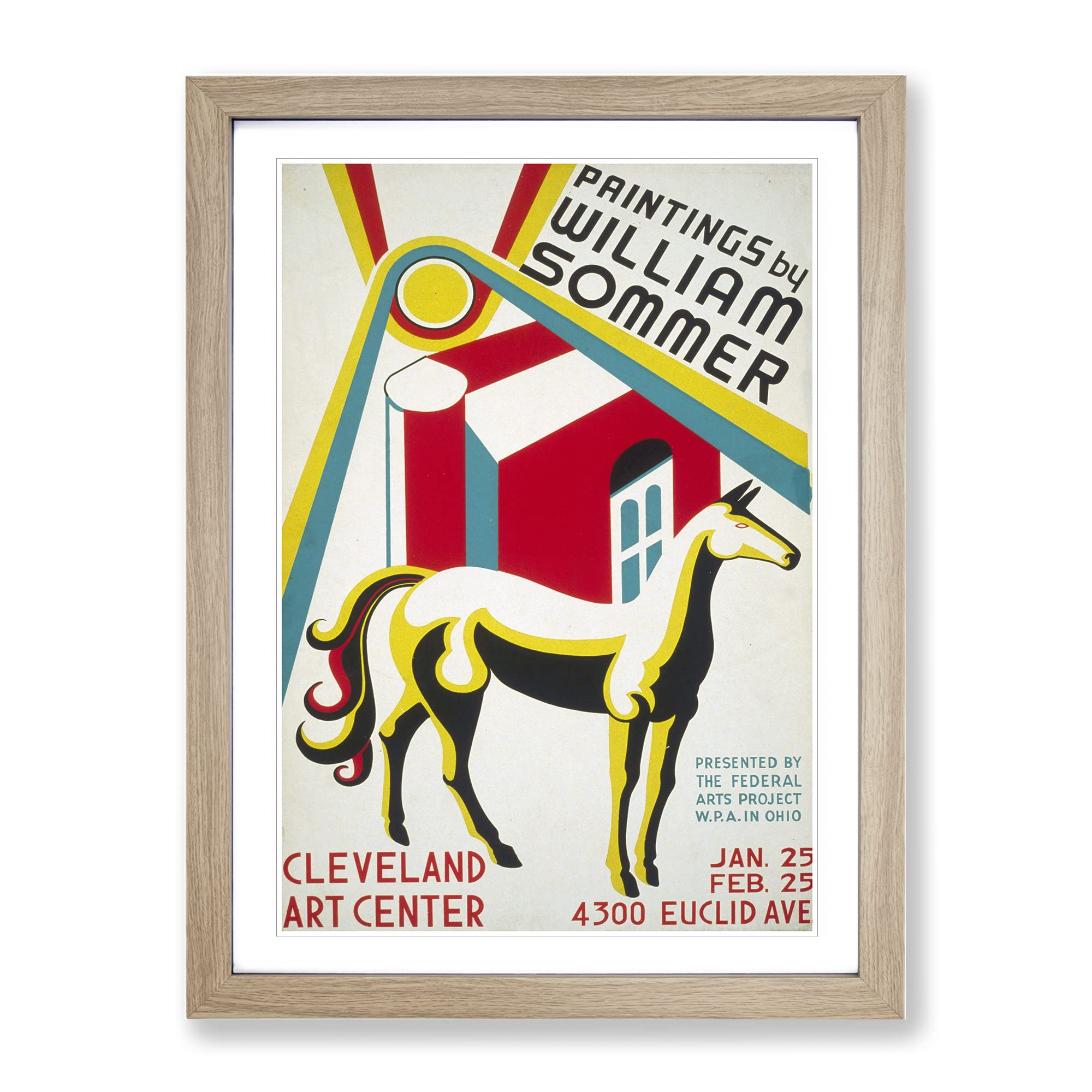 Wpa William Sommer Poster Vintage Framed Wall Art Print, Ready to Hang Picture for Living Room Bedroom Home Office Décor, Oak A3 (34 x 46 cm)