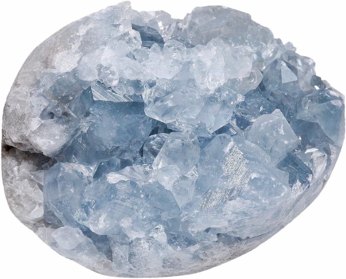 Indoor Fountains & Accessories - rockcloud Natural Raw Blue Celestite Mineral Healing Crystal Cluster Geode Irregular Home Decoration Gemstone Specimen Large