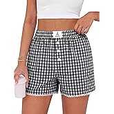 ANRABESS Boxer Shorts for Women 2026 Summer Pajama Gingham Pj Shorts Casual Lounge Sleep Plaid Y2K Beach Bottoms Outfits