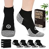 NOLUNT Diabetic Socks for Men,4 Pairs Low Cut Seamless Diabetic Socks for Men 9-11 10-13(Black-Small)