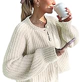 YKR Womens Fall Cardigan Sweater Long Sleeve Chunky Knit Open Front Button Loose Casual Cardigan Coat