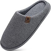 ONCAI Men's House Slippers, Cushion Memory Foam Shake Fleece and Man House Shoes with Faux Fur Lining and Indoor Outdoor Rubber Soles US Size 7-15