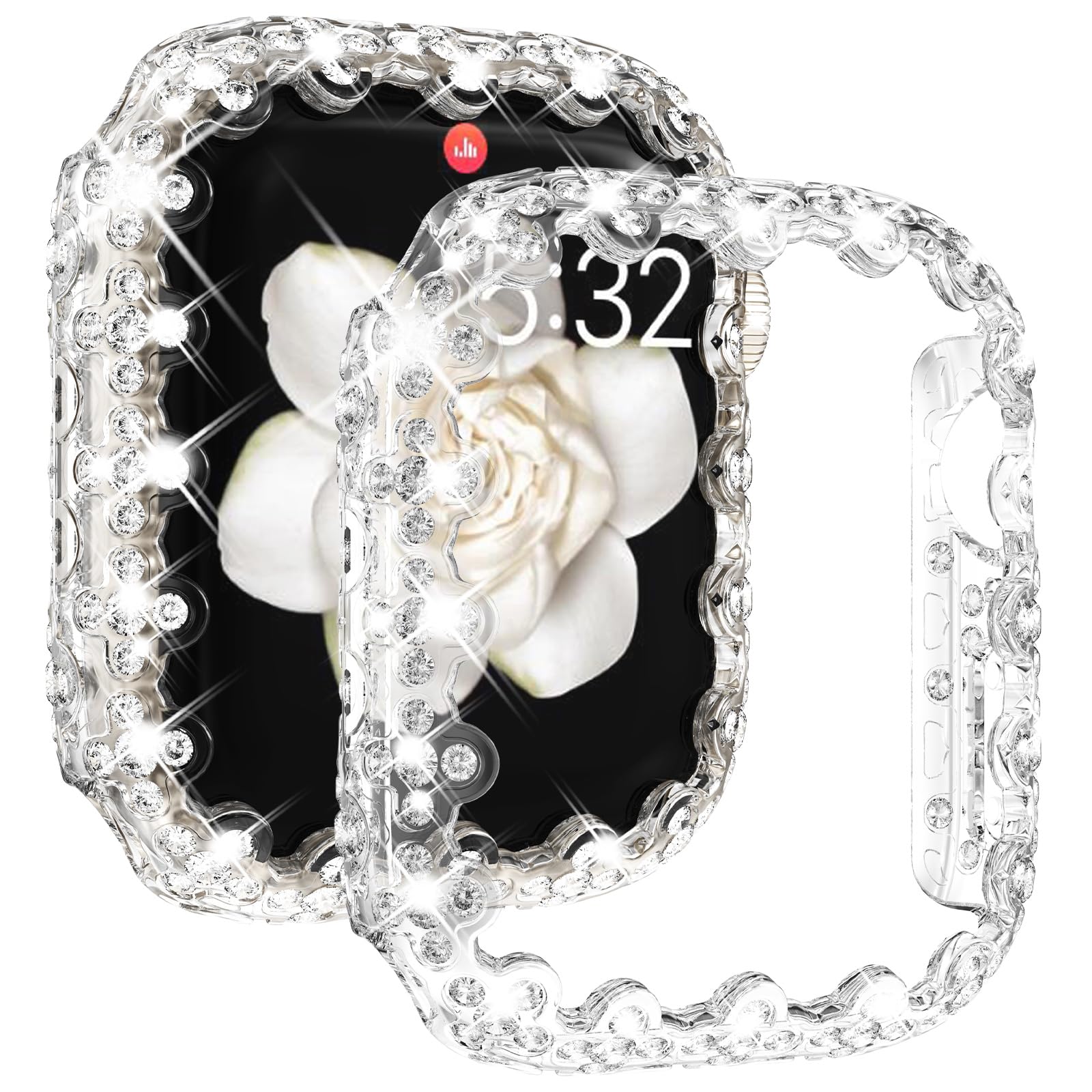 Fullife Bling Case Compatible with Apple Watch 42mm Series 11/10 without Screen Protector for Women,Overall Protective Cases Diamond Cover for iWatch 42mm,Transparent