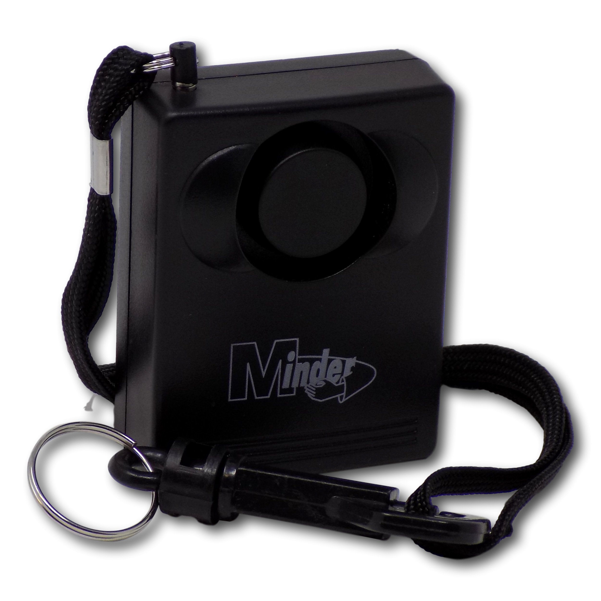 Minder 143dB Personal Staff Panic Rape Attack Alarm - Supplied with Belt Clip, Strap and Wall Mounting Bracket (Without Spare Battery, Without Torch)