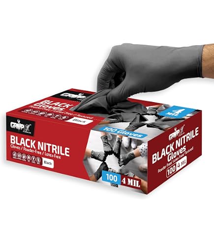 London Labs Synsafe 4 Mil -Black Nitrile Exam Gloves –Disposable