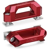 MZS T Track Tie Down Anchors for Truck Bed Rack/Tonneau Cover Rail Red 2PC | Heavy-Duty Aluminium Cleats with T-Slot Bolts &amp; Nuts, Fit Crossbar Roof Rack T C Channels T-Rail of Truck Pickup SUV