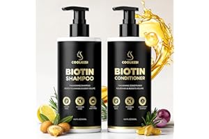 COOLKESI Tripeptide-Infused Hair Growth Biotin Shampoo and Conditioner Set, Onion Anti-Loss Volumizing Moisturizing Treatment for Soft Shine Hair, Dandruff Routine Rosemary Shampoo for Men and Women, 2x16.9oz