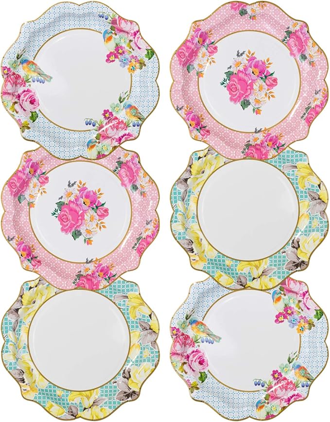 Talking Tables 144 piatti di carta usa e getta resistenti e graziosi, motivo floreale, ideali per il tè pomeridiano, la festa della mamma, decorazioni