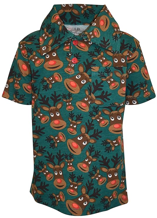 Buy Unique Baby Boys Green Reindeer Collared Christmas Polo T Shirt (10, Reindeer) at Amazon.in