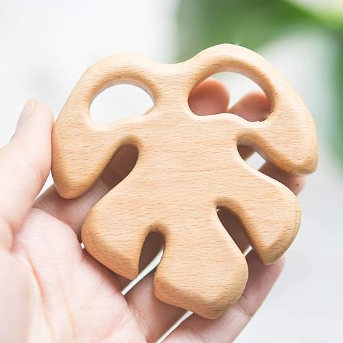 Amazon Com Organic Wooden Monstera Leaf Teether Baby Shower Gift