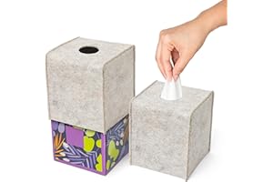 LOTTELI KITCHEN 2 Pack Tissue Box Cover - Decorative Tissue Box Holder - Modern Felt Tissue Box Cover Square - Oatmeal