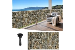 Shade&Beyond Customized 4FT X 3FT Privacy Fence Screen 450 GSM PVC Printed Privacy Fence with Zip Ties for Courtyards, Pools, Balconies-Stone