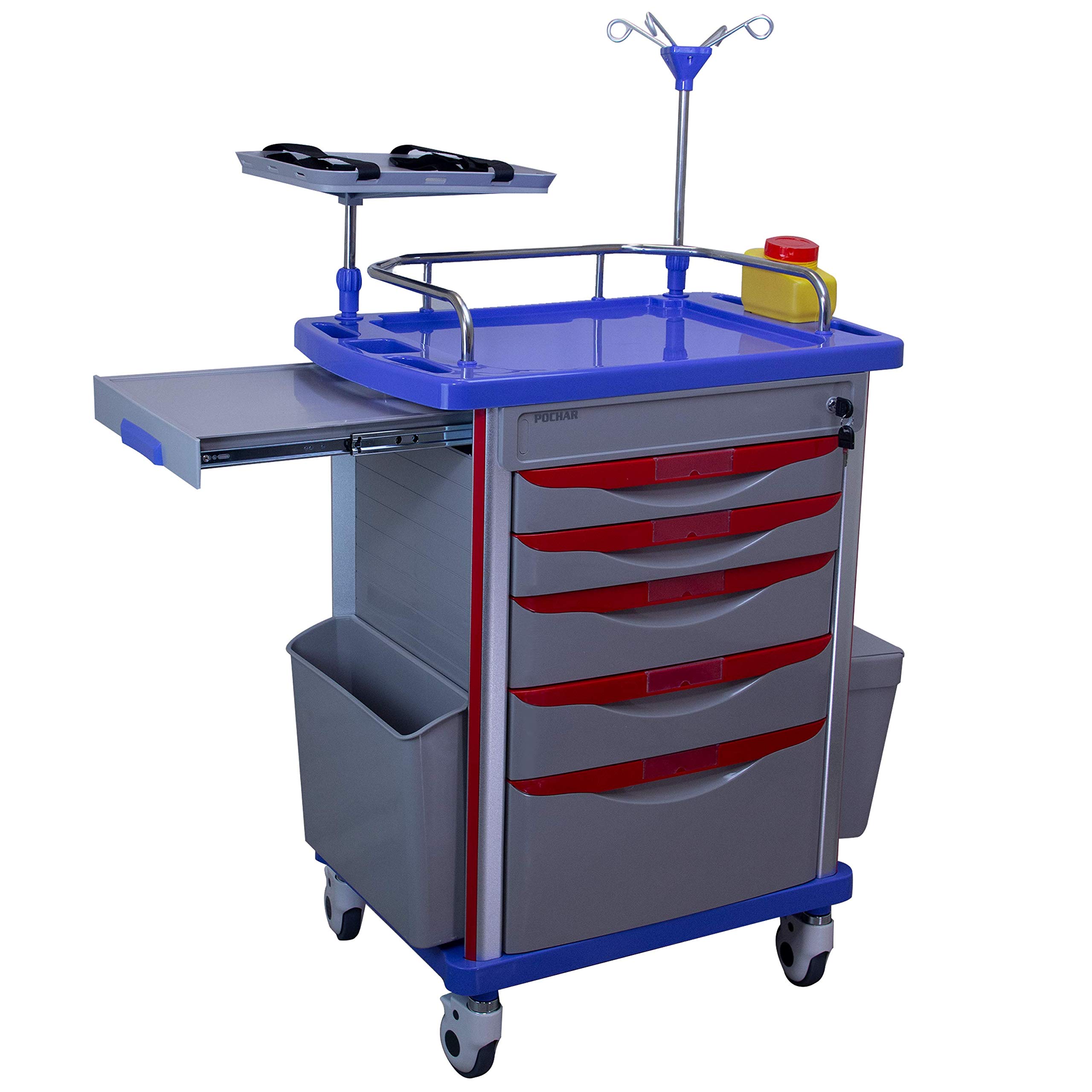 Medical Crash Cart for Hospital Storage Cart with Drawers, Power