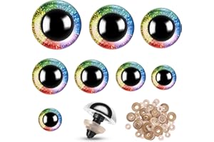 160pcs Rainbow Glitter Safety Eyes for Amigurumi Large Plastic Eye for Stuffed Animals for DIY Dolls Puppets Bear Crafts Anim