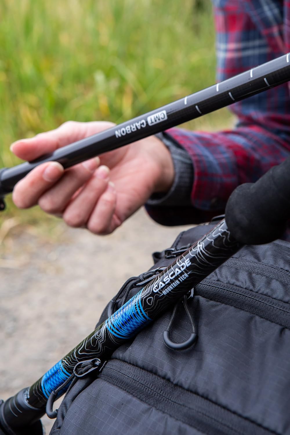 Cascade Mountain Tech Trekking Poles - Carbon Fiber Strong Adjustable Hiking or Walking Sticks - Lightweight Quick Adjust Locks - 1 Set (2 Poles), Blue : Walking Poles : Clothing