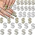 30PCS Money Dollar Nail Charms Gold and Silver 3D Alloy Dollar Money Nail Art Charms with Rhinestones for Women Nail Decoration DIY Design Crystals Shiny Nail Gem Crystals Jewelry