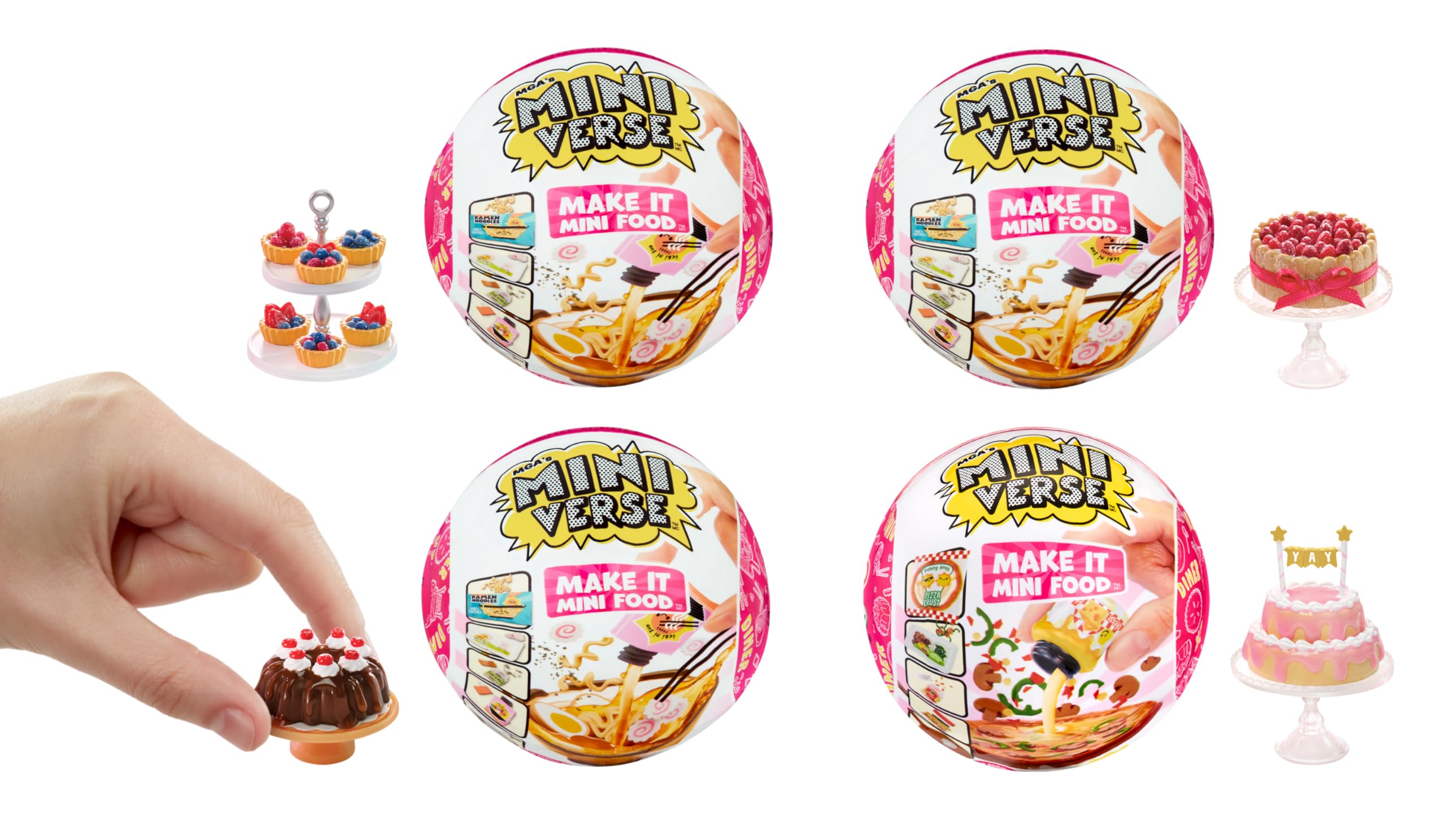 MGA's Miniverse Make It Mini Food Diner Series 2 Pastry Shop Bundle (4 Pack) Mini Collectibles, Blind Packaging, DIY, Resin Play, Replica Food, NOT Edible, Collectors, 8+, 505693