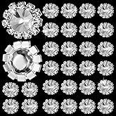 30 PCS Silver Rhinestone Buttons for Craft, 11mm Embellishments Flatback Flower Wedding Rhinestones, Decorative Crystal Buttons for Clothing DIY Crafts Bridal Bouquets Shoes Hair Accessories