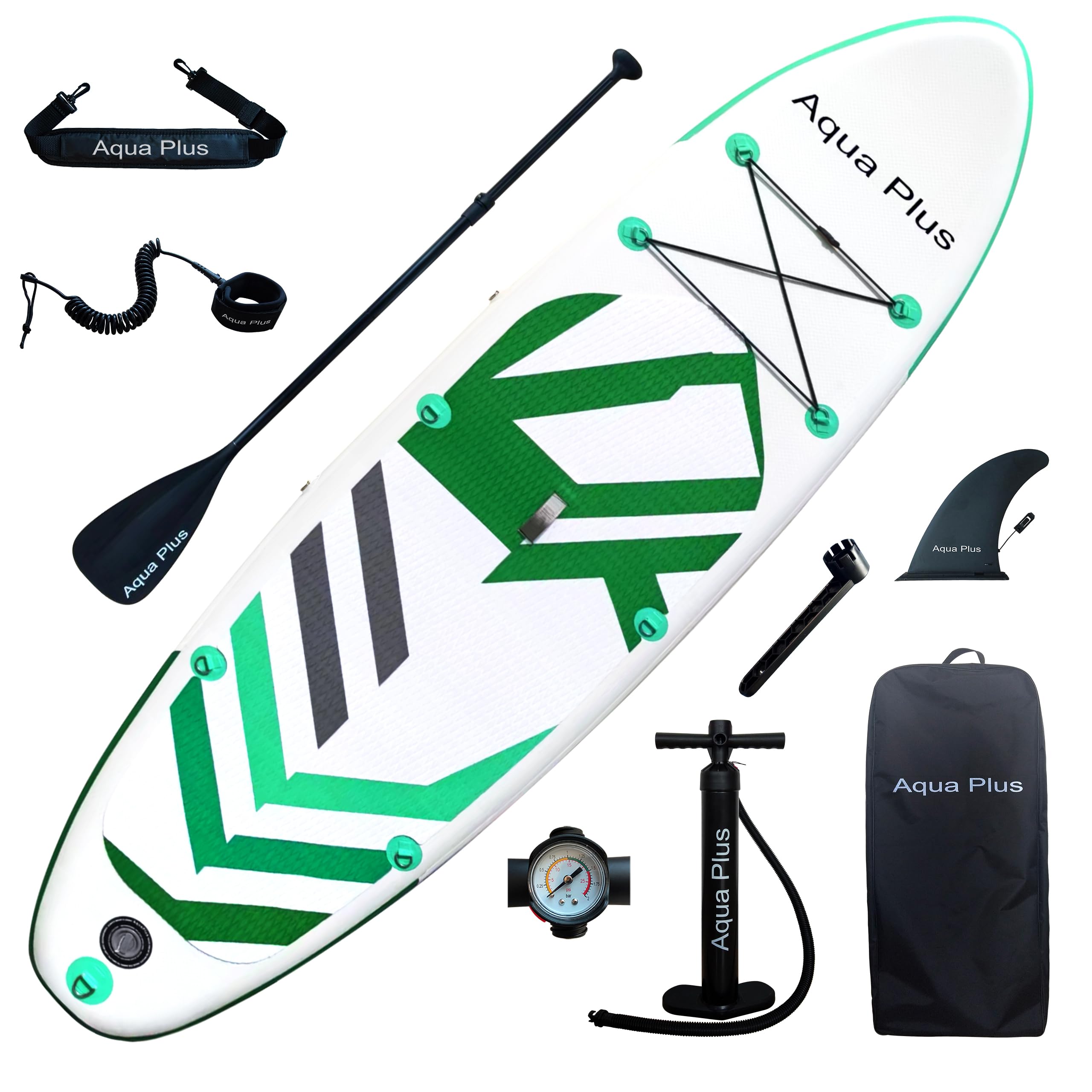 Photo 1 of Aqua Plus 6inches Thick Inflatable SUP for All Skill Levels Stand Up Paddle Board,Paddle,Pump,ISUP Travel Backpack, Leash,Shoulder Strap,Youth,Adult Inflatable Paddle Board