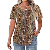 IN'VOLAND Womens Plus Size Tops Tunic Short Sleeve Crew Neck Shirts Casual Summer Blouse 1X-5X