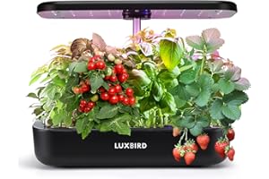 Luxbird Hydroponics Growing System, Indoor Herb Garden Starter Kit with LED Grow Light, Automatic Timer Smart Germination Kit for Kitchen Home Gardening, Height Adjustable (12 Pods)