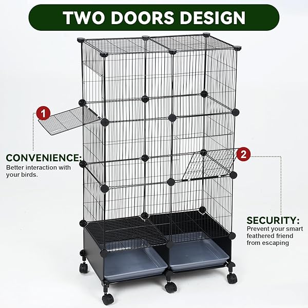 VISCOO UPGRADED ENCRYPTED 46-INCH BIRD CAGE, WITH WOODEN PERCHES, METAL PARAKEET CAGE WITH SLIDE-OUT TRAY, WATER BOTTLE&FEEDER, BIRD CAGES FOR PARROT,PARAKEETS,COCKATIEL,LOVEBIRD,SMALL MID-SIZED BIRDS