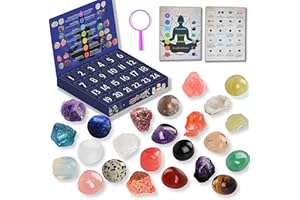 Crystal Advent Calendar 2025, 24 Days Natural Crystals Minerals Fossils Calendars Gemstone Christmas Countdown Calendar Enthu