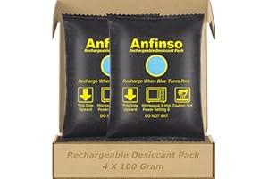 Anfinso Rechargeable Car Dehumidifier, 300g [2 Packs] Moisture Absorbers for Cars, Safes, Closets, Totes, Storage Bins, Reusa