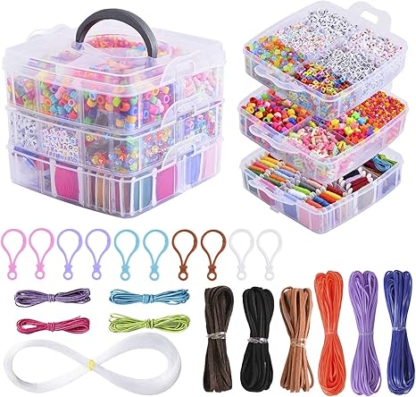 Peirich Kit de cuentas para hacer joyas, incluye 44 colores de hilo de bordar con 3