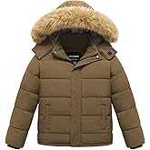 CTFASHION Boy's Winter Coat Kids Puffer Jacket Water Resistant Bubble Outerwear Fleece Heavyweight Parka with Fur Hood