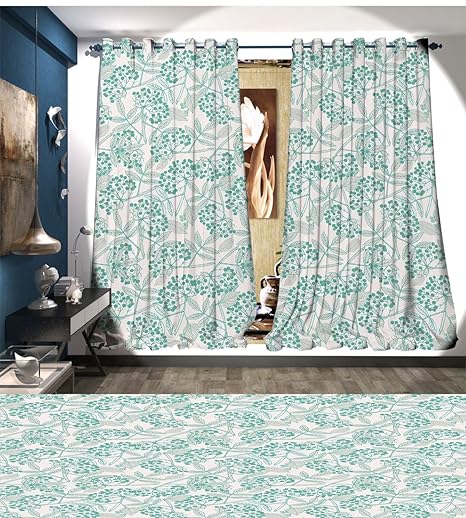 Littletonhome Teal Blackout Window Curtain Classic Botanical