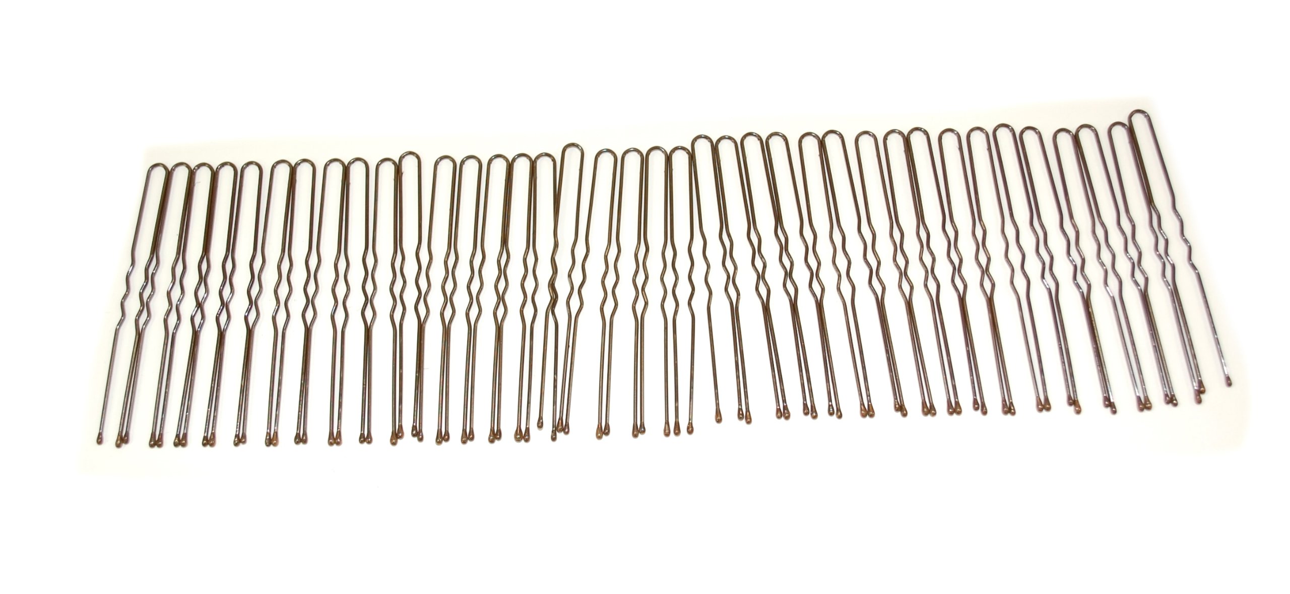 Pack of 36 Brown Waved Hair Pins. Longer Length 6.5cm. Perfect for Buns, Up-Dos and More
