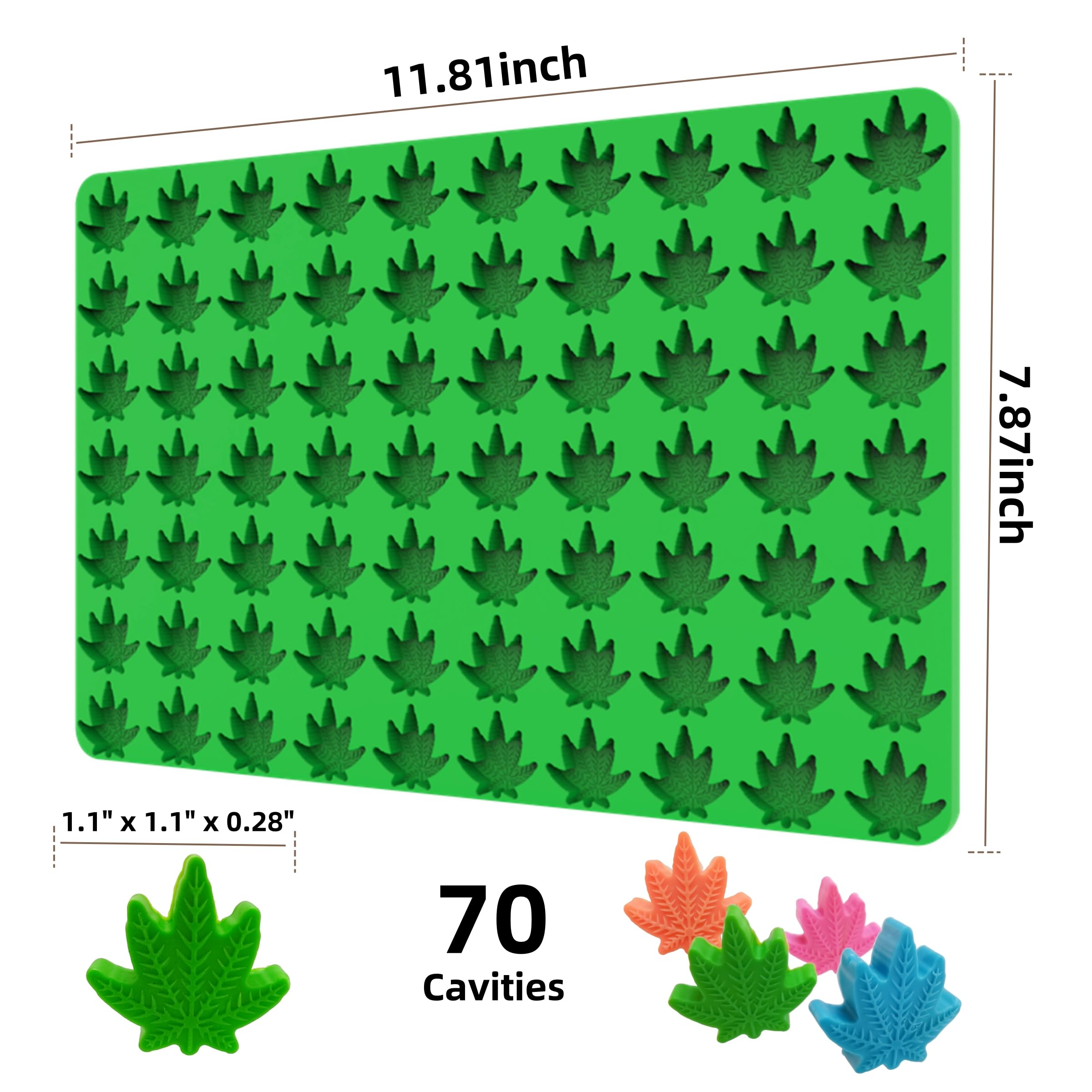 sofliym Mini Leaf Silicone Candy Molds for Chocolate Gummy, Small Leaf Wax Melts Molds Baking Molds Tiny Ice Cube Tray with Scraper