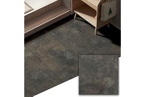 WOWSTAR 30-Pack Peel and Stick Floor Tiles, 12 x 12in Vinyl Flooring Tiles, Self-Adhesive Waterproof Flooring Planks for Kitchen, Dining Room, Bedrooms, 30 Sq. Ft - Brown Fine Sand Texture