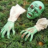 Litviz Halloween Decorations, Scary Zombie Face and Arms Lawn Stakes for Spooky Lawn Yard Graveyard Ground Outdoor Indoor Dec
