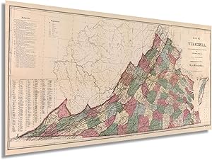 Historix Vintage 1871 State Map of Virginia - 12x24 Inch Vintage Map Wall Art - Vintage Virginia Map with Population of Cities, Towns and Townships - Virginia Wall Map - Virginia Decor (2 sizes)