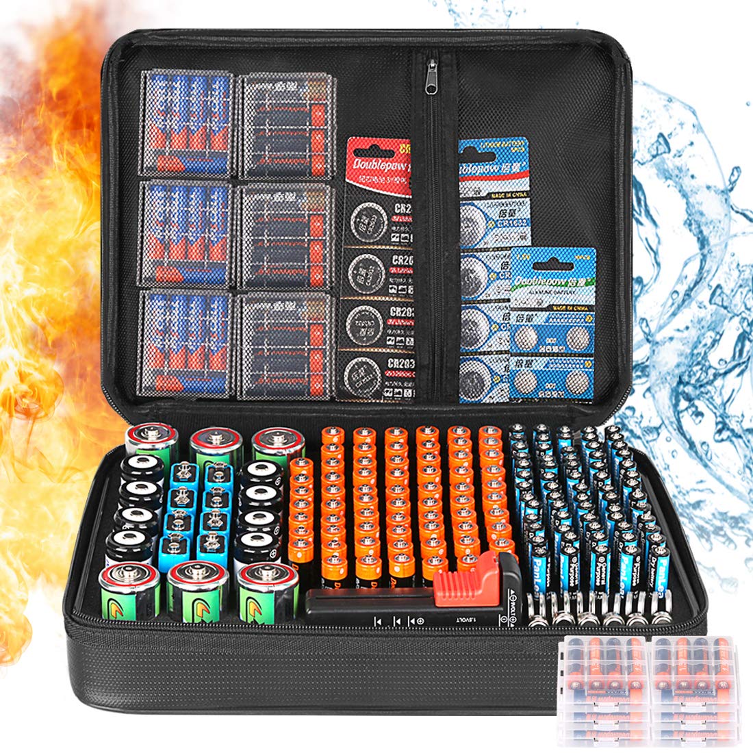Organizer Battery Battery Batteries) Includes (Not Batteries 200 Holds Tester,Safe with