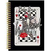 Nipil Trendy Retro 70s Western Notebook Journal, Preppy Cowgirl Skull Cherry Notebooks for Note Taking, Funny Poker Card Journals for Writing, Hardcover Spiral Notebook Journal, 5.5x8.3 Inch