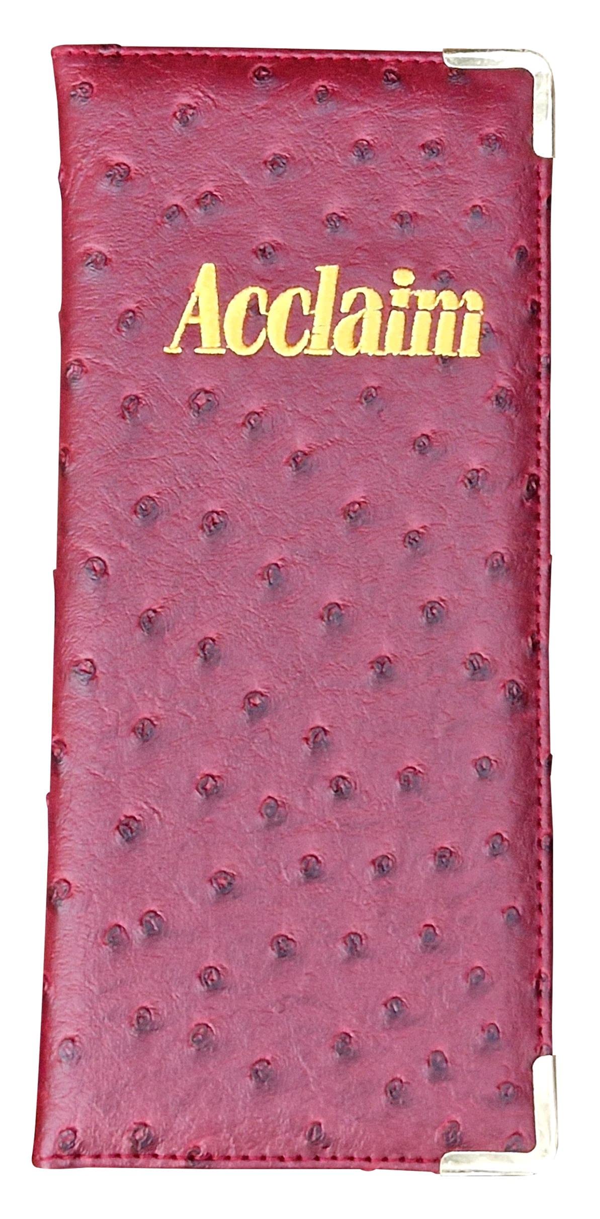 Acclaim Rigid Lawn Bowls Bowling Scorecard Holder Lightly Padded Synthetic Leather Look Textured Finish 23 cm x 10 cm with Spring Clip & Pen Loop (Burgundy)