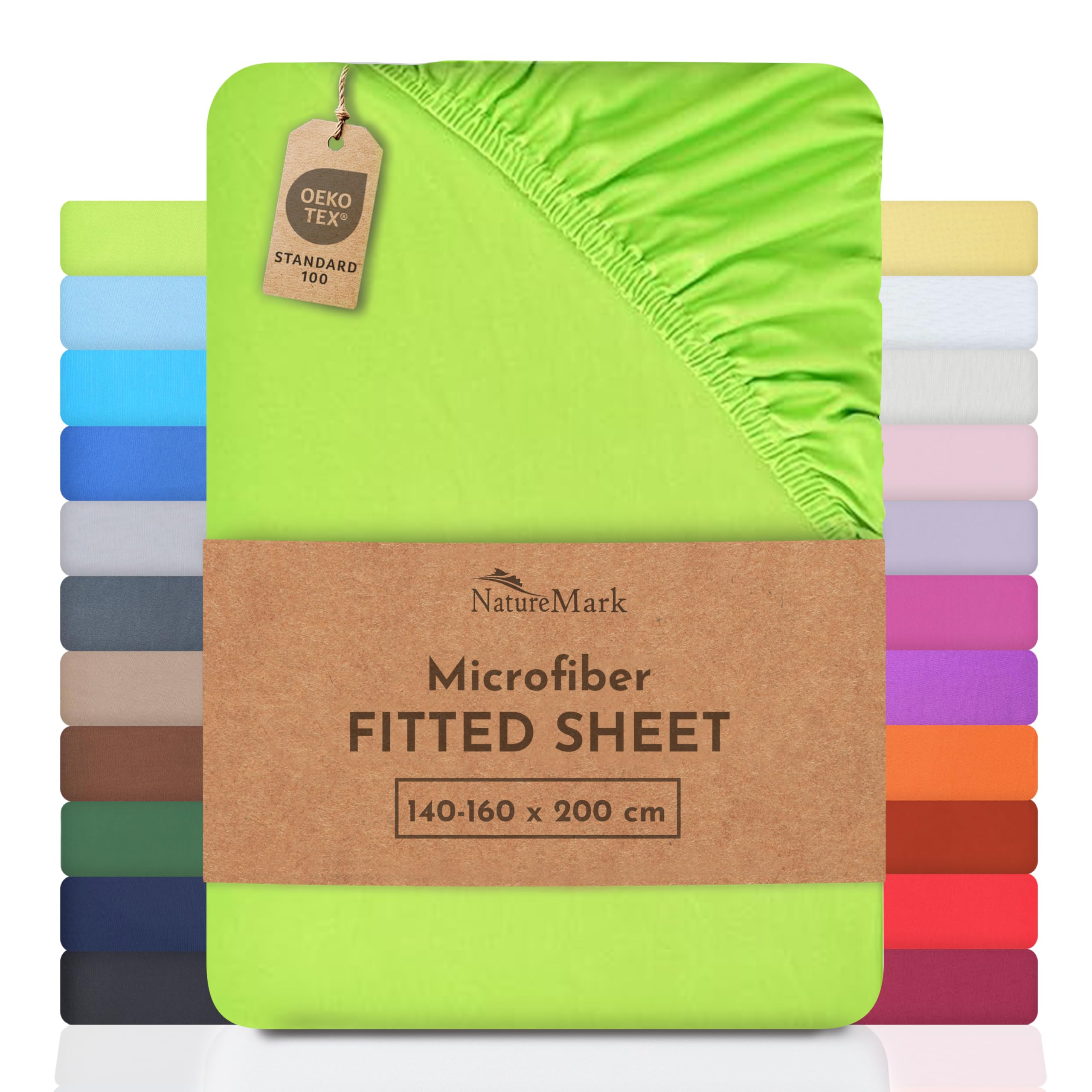 NatureMark Microfiber Fitted Sheet – Soft, Breathable & Comfortable – With Elastic Band – 140 x 200 cm – Apple Green — image 1