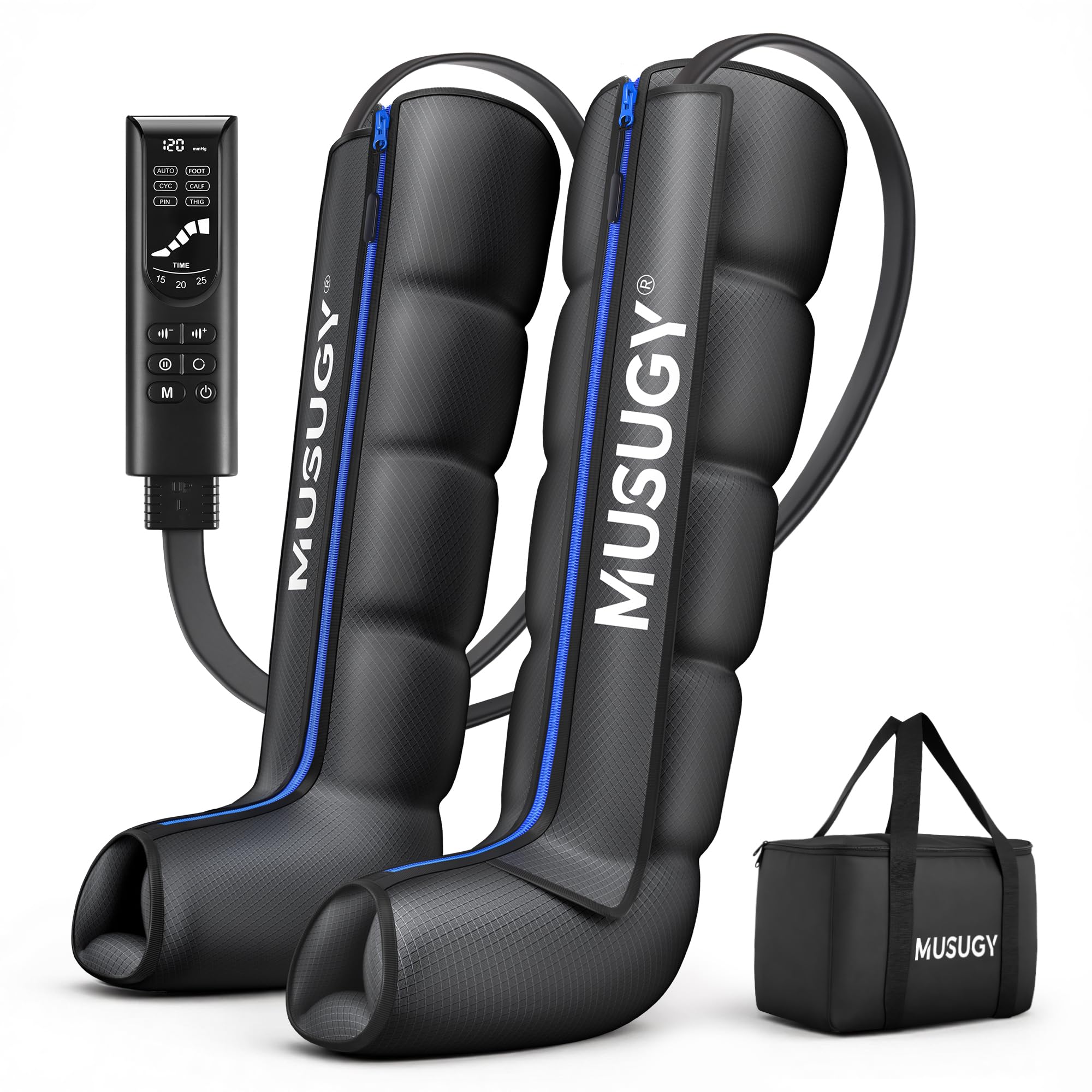 Photo 1 of Musugy Sequential Air Compression Recovery System : Professional Full Leg Compression Boots for Circulation & Fast Recovery, Leg Recovery Boots for Muscle Relaxation - for Athletes, Runners, Gym