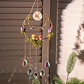 Mushroom Sun Catcher for Window Garden Decor - Mushroom Home Decor Piece with Healing Amethyst Metal Crystal Hanging Indoor Suncatcher Outdoor Wall Rainbow Maker Perfect Handmade Ornaments for House